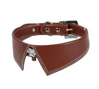 Umimiss Brown Leather Dog Collar - Dog Collar, Leather Dog Collar for Small Medium Large Dog Adjustable Soft Leather Padded Puppy Collar, Rolled Leather Pet Collar Pu Imitation Leather Dog Leash
