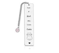 Umimiss Cat Bookmark - Book Lover Gifts, Silver Cat Bookmark with Inspirational Quote, Bookmarks for Women Men Boys Girls Kids, Presents for Pet Lovers, Birthday Cats Gifts for Friend,Animal Bookmarks