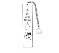 Umimiss Cat Bookmark - Book Lover Gifts, Silver Cat Bookmark with Inspirational Quote, Bookmarks for Women Men Boys Girls Kids, Presents for Pet Lovers, Birthday Cats Gifts for Friend,Animal Bookmarks
