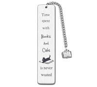 Umimiss Cat Bookmark - Book Lover Gifts, Silver Cat Bookmark with Inspirational Quote, Bookmarks for Women Men Boys Girls Kids, Presents for Pet Lovers, Birthday Cats Gifts for Friend,Animal Bookmarks