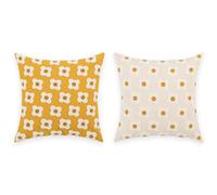 Umimiss Daisy Cushion Set of 2 - Flower Pillows, Spring Boho Pillows, Vintage Hand Embroidered Pillowcases, Sun Flower Jacquard Pillowcase Cushion Case Square for Living Room Embroidered Pillow Sofa