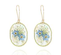 Umimiss Forget-Me-Not Earrings - Summer Gifts, Pressed Flower Teardrop, Drop Dangle