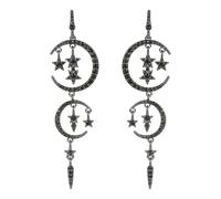 Umimiss Gothic Earrings - Star and Moon Diamond Long Earrings, Gothic Jewellery for Women, Witch Earring, Witch Celestial Dangle Earring Black Hoop Ear Jewelry for Women Halloween Christmas