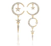 Umimiss Gothic Earrings - Star and Moon Diamond Long Earrings, Gothic Jewellery for Women, Witch Earring, Witch Celestial Dangle Earring Black Hoop Ear Jewelry for Women Halloween Christmas