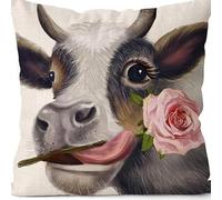 Umimiss Highland Cow Cushion Cover - Funky Highland Cow Pictures Pillow Cover, Highland Cow Gifts for Women Man, Animal Cushion Covers for Bed Sofa Car, Boho Home Accessories, 45 cm X 45 cm (Rose)