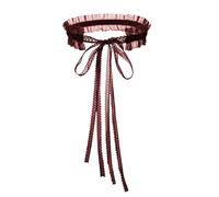 Umimiss Lace Choker - Lace Choker Necklace for Women, Black Bow Ribbon Choker, Pastel Goth Accessories, Lace Collars for Women, Two Ways to Wear Adjustable Kawaii Lace Flower Lace-up Collar (Red)