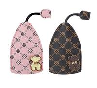 Umimiss Leather Key Bag - 2 Pcs Key Pouch, Keyring Pouch, Pu Key Covers for House Keys, Car Key Pouch, Waterproof Pull Type Key Cover for Men Women, Creative Pull-out Cute Large-capacity Car Key Case