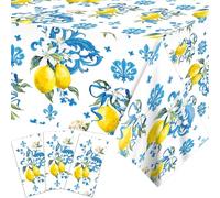Umimiss Lemon Tablecloth -Oilcloth Tablecloth,Wipe Clean Table Cloth Rectangular,Waterproof Washable Spring Summer Lemon Table Covers for Summer Lemon Theme Birthday Party Picnic Suppliesdinner Table