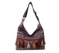 Umimiss Macrame Bag Red -Straw Handbags for Women Uk,Hippie Bag,Boho Bag,Bohemian Ethnic Crossbody Bags Colorful Tassels,Vintage Ethnic Tribal Embroidered Tassel Sling Crossbody,Hippie Crossbody Bag