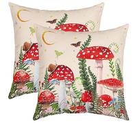 Umimiss Mushroom Cushion Covers - Mushroom Pillow Toadstool Cushion, Floral Flower Butterfly Moon Mushroom Decor, Mushroom Gifts For Women, Mushroom Cushion For Sofa Garden Couch Room Bed, 45 X 45cm