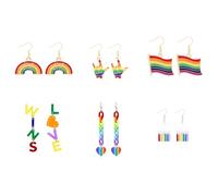 Umimiss Rainbow Flag Clouds Pride Earrings - Zinc, Dangle, Multicolour, Rainbow (Red, Orange, Yellow, Green, Blue, Purple), Lever Back/Screw Back, 1 Pair