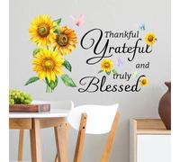 Umimiss Sunflower Wall Stickers - Wall Decoration, Yellow Floral & Letter Print, Contemporary Style, Vinyl Material, Indoor Use, 2 Sheets of 30X30CM, 2 Sunflowers & Motivational Stickers