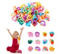 Umimiss Toddler Hair Bands - 50PCS Colorful Preppy Baby Hair Bobbles, Soft Baby Tousle Bobbles with Cute Flower Fruit Designs, Girls Hairbands, Toddler Bobbles,Toddlers Bobbles for Baby Girls Kids