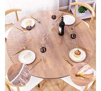 UMINEUX Round Fitted Vinyl Tablecloth with Elastic Edged, Waterproof Wipeable Round Table Cover for Indoor Outdoor Patio Use - Fits Tables up to 45" - 56" Diameter(Clear)