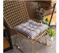 Uministyle Pack of 2 Plush 40x40cm Black+White Square Modern Indoor/Outdoor Washable Cotton Polycotton Chair Seat Cushions with Ties