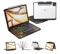 Uminy iPad Keyboard Case for 10.2 inch 9/8/7th Gen, Magic Wireless Keyboard with Trackpad 7 Color Backlit, 360° Rotating Stand Transparent Protective Cover with Pencil Holder (Black)