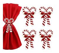 Umiocns 4Pieces Candy Cane Napkin Rings,Napkin Holder Rings,Candy Cane Napkin Holders For Cloth Napkins,Metal Napkin Buckle Colorful Dining Table Accessories Holiday Favor For Christmas Wedding Table