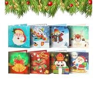 Umiocns 8Pieces D-IY Christmas Cards Kit,diamond Art Christmas Cards,christmas Diamond Art,5D Handmade Point Crushed Stone Greeting Cards,Handmade Merry Christmas Card For Birthday,Wedding