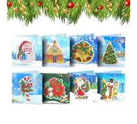 Umiocns 8Pieces D-IY Christmas Cards Kit,diamond Art Christmas Cards,christmas Diamond Art,5D Handmade Point Crushed Stone Greeting Cards,Handmade Merry Christmas Card For Birthday,Wedding