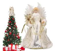 Umiocns Christmas Angel Tree Topper with White Feather Wings for Decor