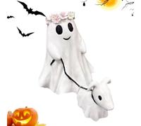 Umiocns Cute Ghost Statue,Ghost Walking Dog Statue,Halloween Ornaments,Halloween Home Decor,Spooky Ghost Dog Halloween Figurine,Halloween Creative Desk Decoration Halloween Creative Dog Walking