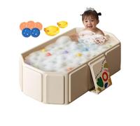 Umiocns Foldable Bathtub Baby - Foldable Baby Shower Tub - Water Toy, Portable Shower Basin with 5 Balls & 2 Ducks for Kids 0-8 Years Old, Cat Dog Wash