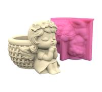 Umiocns Makeup Holder Resin Mold | Plant Pot Molds Silicone for Concrete | Silicone Mold for Concrete, Pot Flower Planter, Angel Girl Candle Holders for Pots