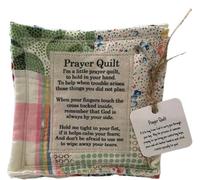 Umiocns Pocket Quilt, Patchwork Quilt, Individually Hand-Sewn Vintage Prayer Quilt Squares with Wooden Crosses, Symbolism Quilts for Reflection with Inspirational Poems, Colorful Quilts