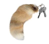 Umiocns ther-ian Tail Keychain Pendant,Faux Fu-r Fo-x Tail with with Metal Clasp,Foxes Tail Plush Toy Key Chain Stuffed Pendant,Ka-waii Stuffed Doll Keychains, Soft Plush Keyring for Lovers, Friends