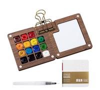 Umiocns Travel Palette,Pocket Artist Watercolour Travel Set,Travel Watercolour Set,Paint Tray Wooden Portable Pocket Palette Versatile Grid Paint Box Paint Palette Travel Kit For Professional Artists