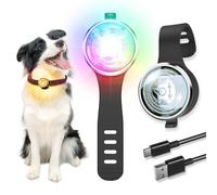 UMIONE Rechargeable LED Dog Light 8 Colors Waterproof IP66 with Safety Silicone Band for Dogs/Cats 2 Pack (Gift Box)