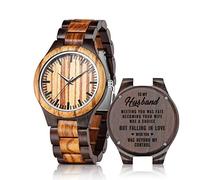 UMIPHIMAT Personalized Engraved Wooden Watches - Custom Anniversary Birthday Wood Watches for Men Husband Boyfriend Dad Him Son, 520-Husband/Boyfriend, Casual