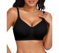 UMIPUBO Bras for Women Wireless Bralettes Non Wired Seamless Sports Bra Support V Neck Everyday Sleep Padded Comfort Full Coverage Convertible Underwear Regular Bust Underwire Multiway (Black, M)