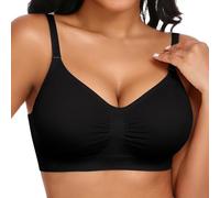 UMIPUBO Bras for Women Wireless Jelly Bra Bralettes Non Wired Seamless Sports Bra Support V Neck Everyday Sleep Padded Comfort Full Coverage Convertible Underwear Regular Bust Underwire (Black, XL)