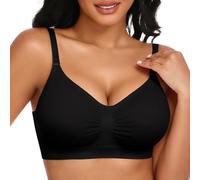 UMIPUBO Bras for Women Wireless Jelly Bra Bralettes Non Wired Seamless Sports Bra Support V Neck Everyday Sleep Padded Comfort Full Coverage Convertible Underwear Regular Bust Underwire (Black, M)