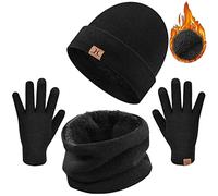 UMIPUBO Hat Scarf and Glove Set Unisex Winter Warm Thermal Knitted Beanie Hat Neck Warmer and Touchscreen Gloves Gift Set