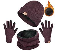 UMIPUBO Hat Scarf and Glove Set Unisex Winter Warm Thermal Knitted Beanie Hat Neck Warmer and Touchscreen Gloves Gift Set