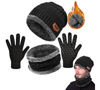 UMIPUBO Hat Scarf and Glove Set Unisex Winter Warm Thermal Knitted Beanie Hat Neck Warmer and Touchscreen Gloves Gift Set