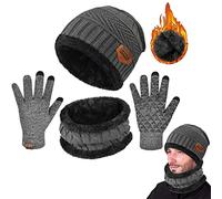 UMIPUBO Hat Scarf and Glove Set Unisex Winter Warm Thermal Knitted Beanie Hat Neck Warmer and Touchscreen Gloves Gift Set
