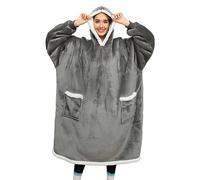 UMIPUBO Oversized Sherpa Hoodie Sweatshirt Blanket Super Soft Warm Wearable Blanket Fleece Jumper Giant Hoody Front Giant Pocket Sweater,Fit for Adults Men Women Teens Grey