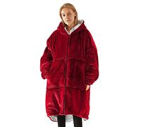 UMIPUBO Oversized Sherpa Hoodie Wearable Hoodie Sweatshirt Blanket Women Ultra Plush Fleece Large zipper pocket Giant Hoodies for Adults Men Women Teens Friends One Size Fits All (Red wine, One size)