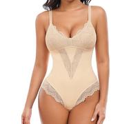 UMIPUBO Shapewear Bodysuit Tummy Control Body Shaper for Women Mesh Shaping Waist Trainer Sculpting Seamless Bodysuit Body Suit Lace Adjustable Straps Underwear (Skin, XL)