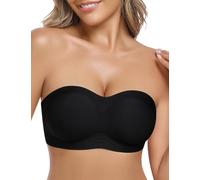UMIPUBO Strapless Bras for Women Push Up Bandeau Tops Seamless Multiway Full Support Coverage Non-Slip Strapless Invisible Non Wired Comfort Bra with Convertible Straps (Black, S)