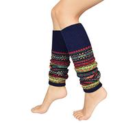 UMIPUBO Women Leg Warmer Striped Ethnic Knitting Wool Footless Knee High Boot Socks Christmas Boot Cuff Cover