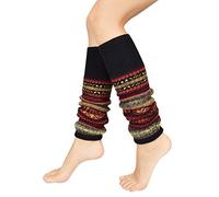 UMIPUBO Women's Striped Ethnic Knitting Wool Footless Knee High Boot Cuff Cover Socks for Christmas