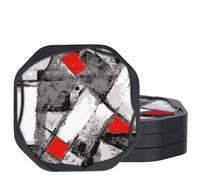 UMIRRO Cool Modern Absorbent Drink Coasters for Coffee Table, Black and Red, 4", Set of 4
