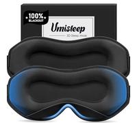 Umisleep 2-Pack Upgraded Sleep Masks, Perfect for Side Sleepers, Ultra Soft 3D Eye Masks for Travel, Couples, Kids & Adults, Adjustable, Black+Black