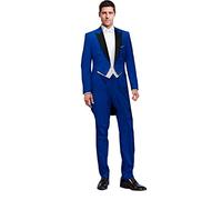 UMISS Men's Tailcoat 3 Pieces Suit Double Breasted Formal Party Jacket Waistcoat Trousers Set Royal Blue