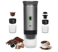 Umisu 3-in-1 Portable Coffee Machine Wireless, Espresso Coffee Maker for Small & Large Capsules, Ground Coffee Self Heating Capsules Pods Espresso for Home Office Car RV Camping Hiking Travel, Grey