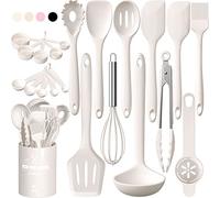 Umite Chef Kitchen Utensils Set, 22Pcs Silicone Cooking Utensils Set, Heat Resistant Silicone Kitchen Spatulas Set with Holder, White Cooking Gadgets Tools Set for Nonstick Cookware, Dishwasher Safe